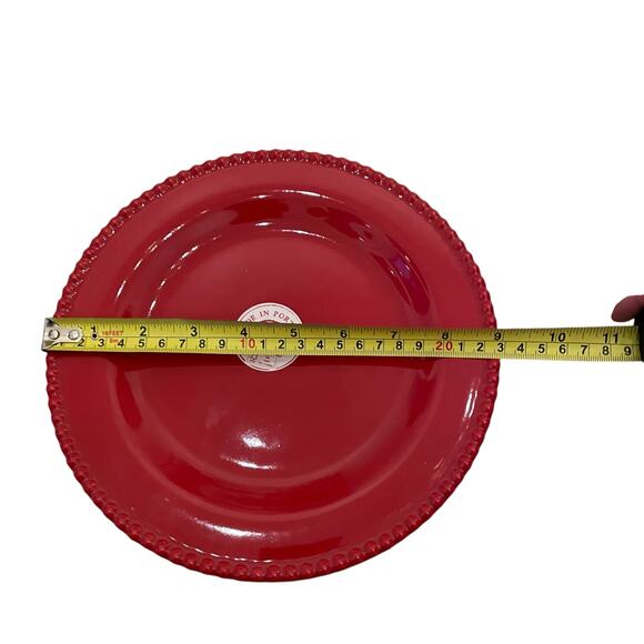 MATCERAMICA Portugal Red Salad Plates 9in Set of 4 Ceramic Beaded Edge NEW - Picture 12 of 15